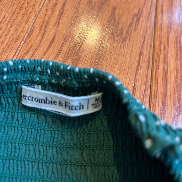 Abercrombie & Fitch Green Polka Dot Smocked Midi Dress - Picture 3 of 3